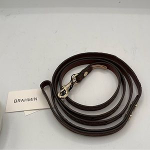 BRAHMIN Small Pet Leash in Croco-embossed Pecan Melbourne Leather